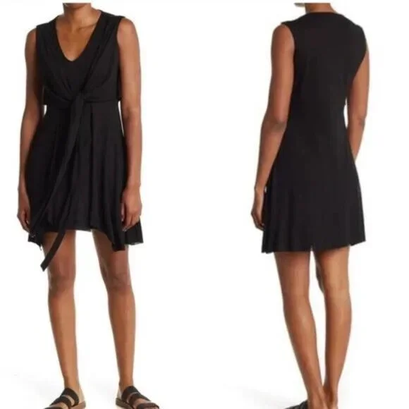 All Saints | Dresses | All Saints Womens Size Xs Black Jayda Jersey Dress  Short Tie Waist Nwt 6 | Poshmark